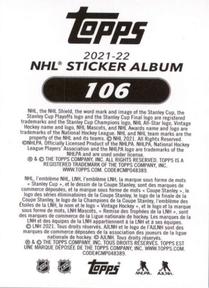 2021-22 Topps NHL Sticker Collection #106 Anders Bjork Back