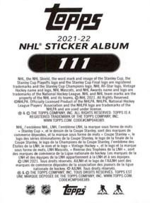 2021-22 Topps NHL Sticker Collection #111 Jeff Skinner Back