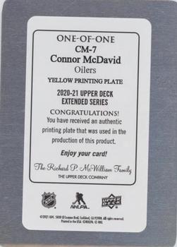 2020-21 Upper Deck - McDavid MMXXI Printing Plates Yellow #CM-7 Connor McDavid Back