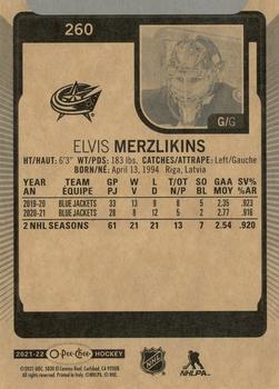 2021-22 O-Pee-Chee #260 Elvis Merzlikins Back