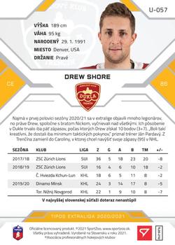 2020-21 SportZoo Tipos Extraliga 2. Seria - Gold #U-057 Drew Shore Back