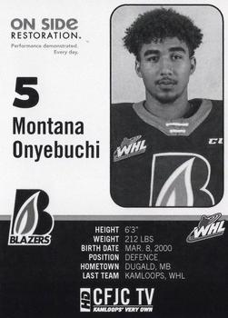 2019-20 Kamloops Blazers (WHL) #NNO Montana Onyebuchi Back