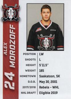 2018-19 Red Deer Rebels (WHL) #NNO Alex Morozoff Back