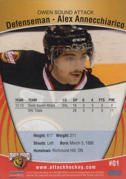 2013-14 Choice Owen Sound Attack (OHL) #1 Alex Annecchiarico Back