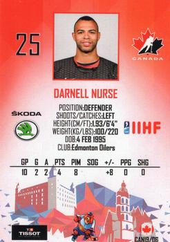 2019 Taiga IIHF World Championship Team Canada #CAN19/06 Darnell Nurse Back
