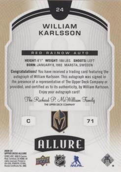 2020-21 Upper Deck Allure - Red Rainbow Autographs #24 William Karlsson Back