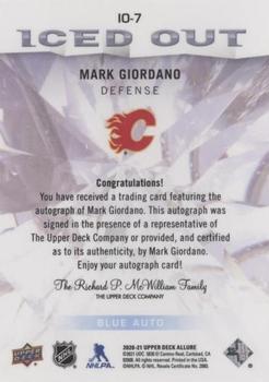 2020-21 Upper Deck Allure - Iced Out Blue Autographs #IO-7 Mark Giordano Back