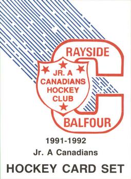 1991-92 Rayside-Balfour Jr. Canadians (NOJHL) #NNO Header Card Front