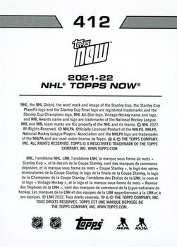 2021-22 Topps Now Stickers #412 Toronto Maple Leafs Back