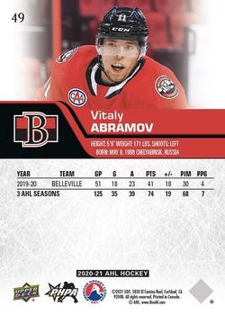 2020-21 Upper Deck AHL - UD High Gloss #49 Vitaly Abramov Back