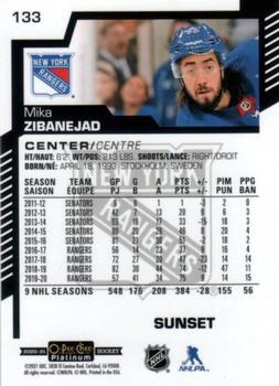 2020-21 O-Pee-Chee Platinum - Sunset #133 Mika Zibanejad Back