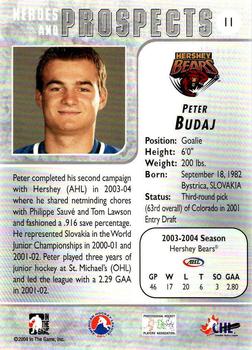 2004-05 In The Game Heroes and Prospects - Fall Expo Silver #11 Peter Budaj Back