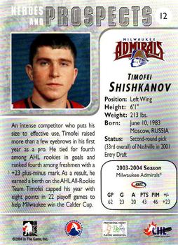 2004-05 In The Game Heroes and Prospects - Fall Expo Silver #12 Timofei Shishkanov Back