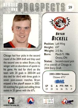 2004-05 In The Game Heroes and Prospects - Fall Expo Silver #59 Bryan Bickell Back