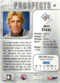 2004-05 In The Game Heroes and Prospects - Fall Expo Silver #89 Marc Staal Back