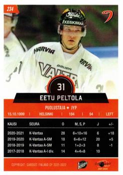 2021-22 Cardset Finland #234 Eetu Peltola Back