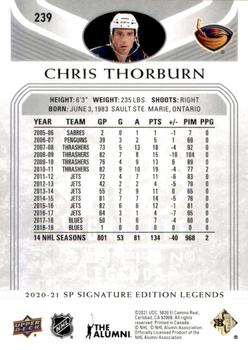 2020-21 SP Signature Edition Legends #239 Chris Thorburn Back