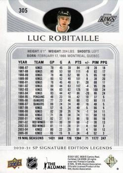 2020-21 SP Signature Edition Legends #305 Luc Robitaille Back