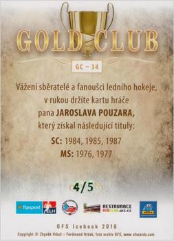 2016 OFS Icebook - Gold Club Green #GC-34 Jaroslav Pouzar Back