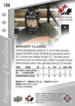 2021-22 Upper Deck Team Canada Juniors #109 Brandt Clarke Back