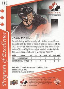 2021-22 Upper Deck Team Canada Juniors - Exclusives #119 Jack Matier Back
