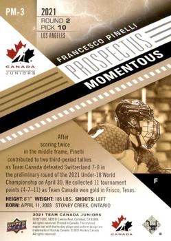 2021-22 Upper Deck Team Canada Juniors - Prospectus Momentous #PM-3 Francesco Pinelli Back