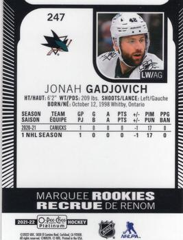 2021-22 O-Pee-Chee Platinum #247 Jonah Gadjovich Back