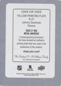 2020-21 SkyBox Metal Universe - 1997-98 Retro Printing Plates Achievements Yellow #R-27 Johnny Gaudreau Back