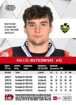 2021-22 Playercards (DEL) #DEL-222 Maciej Rutkowski Back