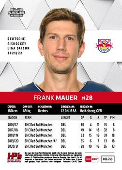 2021-22 Playercards (DEL) #DEL-265 Frank Mauer Back