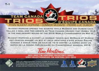 2021-22 Upper Deck Tim Hortons Team Canada - Team Canada Trios #T-1 Ryan Nugent-Hopkins / Connor McDavid / Pierre-Luc Dubois Back