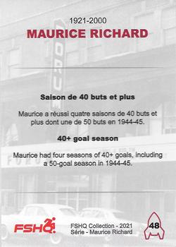 2021 FSHQ Collection Maurice Richard #48 Maurice Richard Back