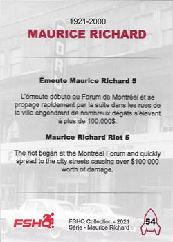 2021 FSHQ Collection Maurice Richard #54 Maurice Richard Back