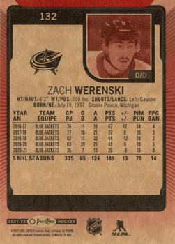 2021-22 O-Pee-Chee - Red Border #132 Zach Werenski Back