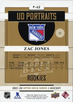 2021-22 Upper Deck - UD Portraits #P-62 Zac Jones Back