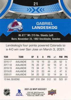 2021-22 Upper Deck MVP - Blue #21 Gabriel Landeskog Back