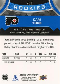 2021-22 Upper Deck MVP - Blue #233 Cameron York Back