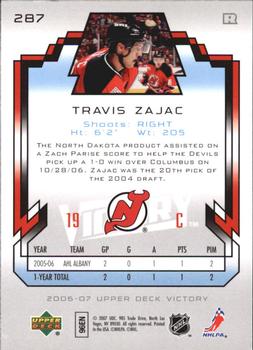 2006-07 Upper Deck - 2006-07 Upper Deck Victory Update #287 Travis Zajac Back