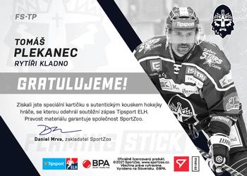 2021-22 SportZoo Tipsport ELH - Flaming Stick #FS-TP Tomas Plekanec Back