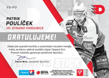 2021-22 SportZoo Tipsport ELH - Flaming Stick Nameplate #FS-PO Patrik Poulicek Back