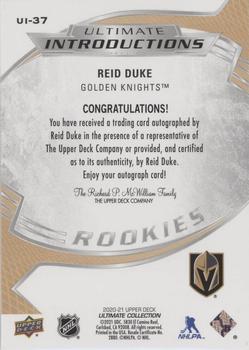 2020-21 Upper Deck Ultimate Collection - Ultimate Introductions Autographs #UI-37 Reid Duke Back