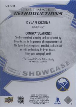 2020-21 Upper Deck Ultimate Collection - Ultimate Introductions Autographs #UI-99 Dylan Cozens Back