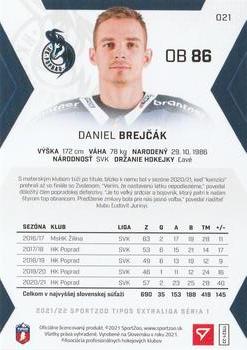 2021-22 SportZoo Tipos Extraliga #021 Daniel Brejcak Back
