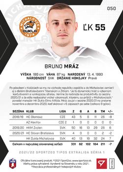 2021-22 SportZoo Tipos Extraliga #050 Bruno Mraz Back