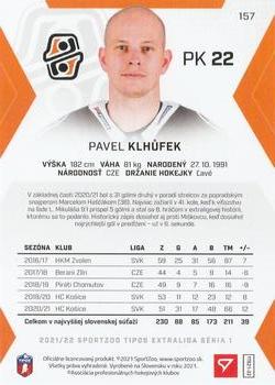 2021-22 SportZoo Tipos Extraliga #157 Pavel Klhufek Back