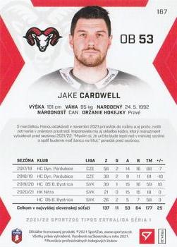 2021-22 SportZoo Tipos Extraliga #167 Jake Cardwell Back