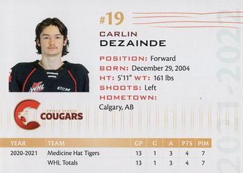 2021-22 Prince George Cougars (WHL) #NNO Carlin Dezainde Back