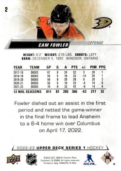 2022-23 Upper Deck #2 Cam Fowler Back