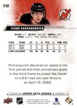 2022-23 Upper Deck #112 Yegor Sharangovich Back