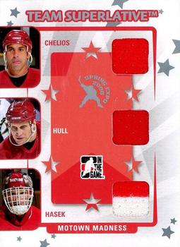 2008 In The Game Superlative Spring Expo Team Superlative #TS-47 Chris Chelios / Brett Hull / Dominik Hasek / Pavel Datsyuk Front